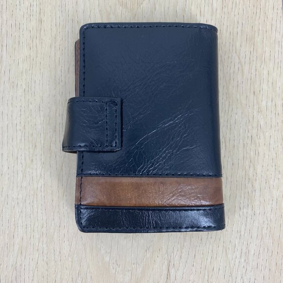 Roots Leather Vintage Card Holder Bi Fold 2 Tone Unisex - Picture 3 of 10